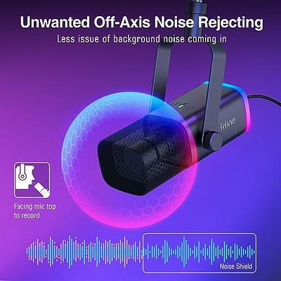 FIFINE XLR/USB Dynamic Microphone for Podcast Recording, PC Computer Gaming  Streaming Mic with RGB Light, Mute Button, Headphones Jack, Desktop Stand