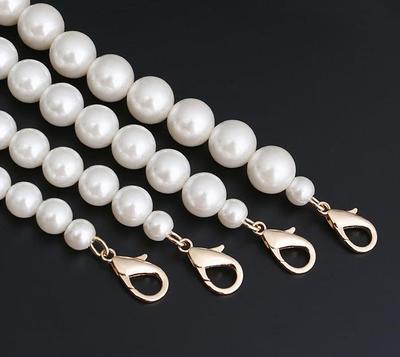 Bling Pearl Bag Strap Chain, Purse Chain With Metal Clasp, Cross