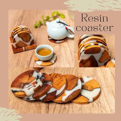 QUICK SHIP Handcrafted Wooden Coasters Epoxy and Cedar Drink Coasters Set  of 4 or 6 Holder Resin Natural Wood Coaster 