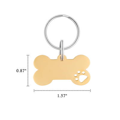 Bone Shaped Dog Tag Pet ID Tags, 38mmx25mm/1.5 inchx1 inch Metal Green Blank with Ring for Pendant Crafts, 10pcs