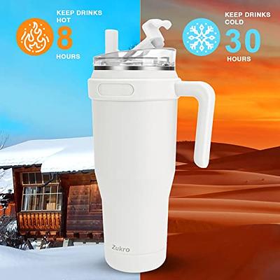 Zukro 50 oz Mug Tumbler With Handle And Flip Straw, Leakproof Vacuum  Insulated Stainless Steel Cup