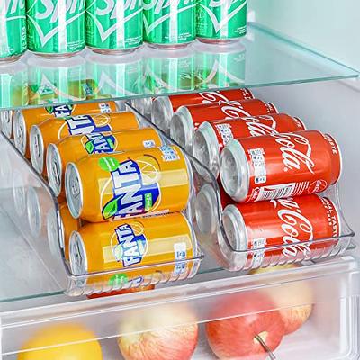 Soda Can Dispenser for Refrigerator with Lids, Stackable Drink Organizer  for Fridge, Clear Plastic Refrigerator Organizer Bins, Beverage Can Holders