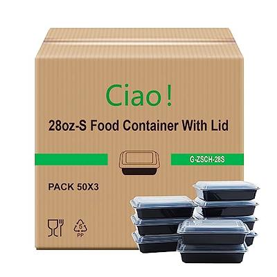 Food Container, 28 oz, Black, Polypropylene, With Lids, (150/Case