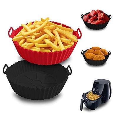  2PCS Air Fryer Silicone Baking Tray, 7 inch Air Fryer Silicone  Pot, Air Fryer Silicone Liners, Reusable Non-Stick Air Fryer Silicone  Basket, Food Grade Silicone BPA Free (Type A (Thickness 0.8mm),A) 