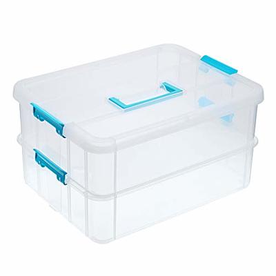 Craft Organizers and Storage Box, 3-Layers Multifunctional Plastic Sewing  Organizing Box with Handle, for Medicine, Art Supply, Makeup, Nail, Hair