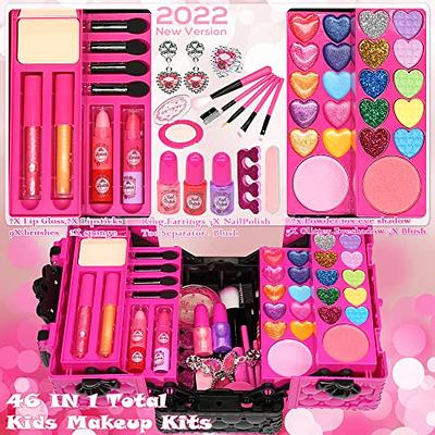 Kids Makeup Kit for Girl -Kids Makeup Kit Toys for Girls Make Up for Little  Girls,Non Toxic Toddlers Pretend Cosmetic Kits,Child Play Makeup Set, Age