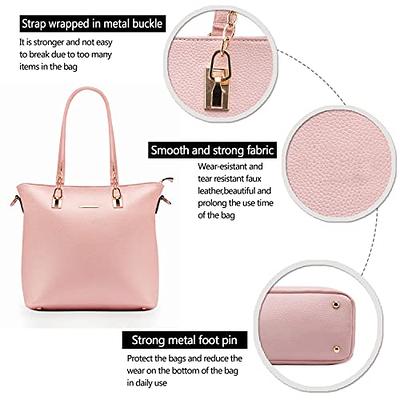 BOSTANTEN Genuine Leather Bucket Handbag Designer Hobo Shoulder Bags Tote Purses and Handbags Set with Clutch Purses, Pink