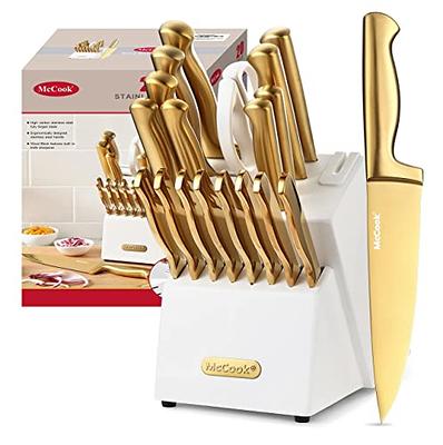 McCook® Kitchen Knife Sets, Golden Titanium Stainless Steel Knives