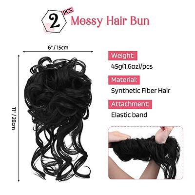 HOOJIH 2PCS Messy Bun Hair Piece, Tousled Updo with Tendrils Hair