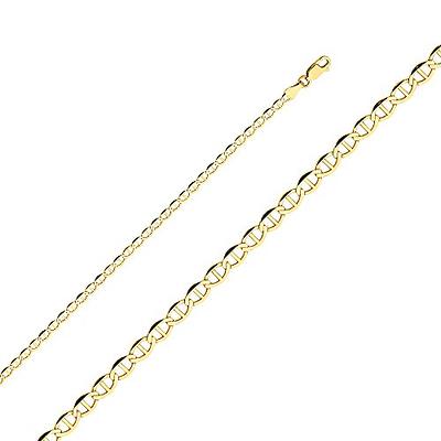 Ioka - 14K Yellow Solid Gold 3.4mm Flat Mariner Chain Necklace