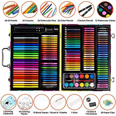 KIDDYCOLOR 150 Pieces Wooden Kids Art Kit, Deluxe Artist Drawing & Painting  Set, Portable Case with Oil Pastels, Crayons, Colored Pencils, Markers