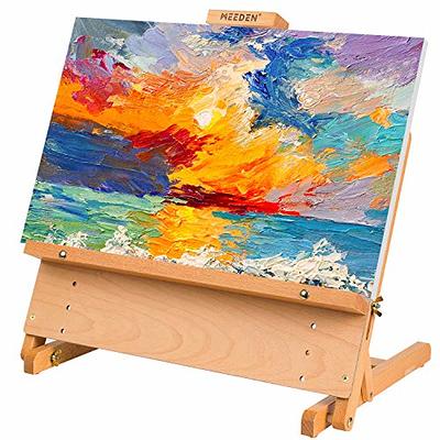 MEEDEN Walnut Large Painters Easel Adjustable Solid Beech Wood Artist  Easel, Studio Easel for Adults with Brush Holder, Holds Canvas up to 48