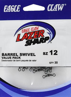 Eagle Claw Lazer Sharp Barrel Swivel, Black, Size 12, 35 Pack