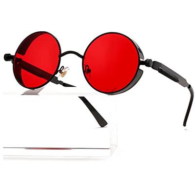 AIEYEZO Round Steampunk Sunglasses for Men Women Gothic Glasses