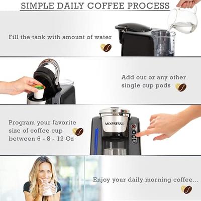 Mixpresso Single Serve 2 in 1 Coffee Brewer K-Cup Pods Compatible