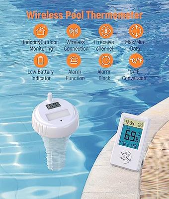 Wireless Floating Pool Thermometer Set, with Indoor Temperature Humidity  Monitor