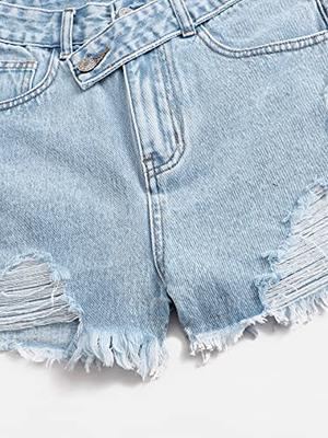  SweatyRocks Girl's Casual High Waist Solid Denim Pants