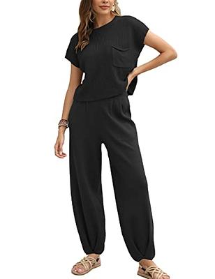 Nimsruc Two Piece Outfits For Women Sweatsuits Sets Casual Jogging Suit  Matching Athletic Clothing Fashion Tracksuit Black L - Yahoo Shopping