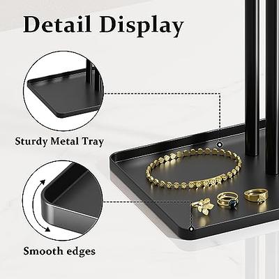 Olakee Jewelry Organizer - 2 Layer Wooden Jewelry Drawer Storage Box with 6 Tier Jewelry Tree Stand, Jewelry Display for Necklaces Bracelet Earring Ring