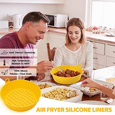 Reusable Air Fryer Silicone Liner Durable Air Fryer Pot Basket for 3 to 6 qt 7.5inch Grey+ in Blue