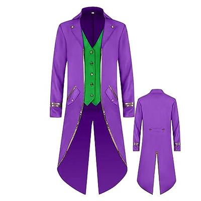 WISHU Mens Gothic Medieval Tailcoat Jacket, Steampunk Vintage Victorian Frock  Coat Uniform Halloween Costume (Purple,XL) - Yahoo Shopping