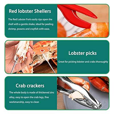 12-piece Seafood Tools Set includes 2 Crab Crackers, 4 Lobster Shellers, 6  Crab Leg Forks/Picks - Nut Cracker Stainless Steel Seafood Utensils  Crackers & Forks Cracker Set 