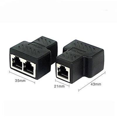  RJ45 Ethernet Splitter Connectors 1 to 2 Splitter Connectors  Adapter LAN Ethernet Plug Connector Compatible with Cat5 Cat6 Cable, Two  Computer Can Surf The Internet at The Same Time (Black, 4