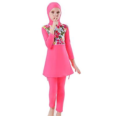 OBEEII Muslim Swimsuits for Girls Full Coverage Swimwear Islamic Hijab Long  Sleeve Bathing Suit Burkini Swimsuits Pink B 11-12 Years - Yahoo Shopping