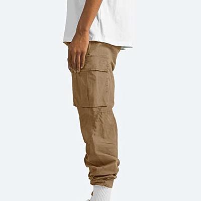 Mens Fleece Cargo Sweatpants Open Bottom Straight Leg Joggers Loose  Drawstring Elastic Waist Athletic Sweat Pants Trousers : :  Clothing