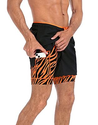 LRD Men's Athletic Gym Workout Shorts with Compression Liner 5 Inch Inseam  Black/Orange Tiger - L - Yahoo Shopping