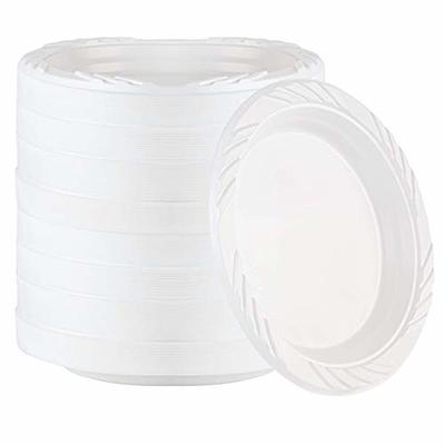 PLASTICPRO Disposable White Uncoated Paper Plates (1000, 9'' Inch)