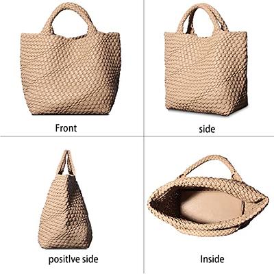 Dyalsa Woven Purses for Women 2PCS Woven Tote Bag Vegan Leather