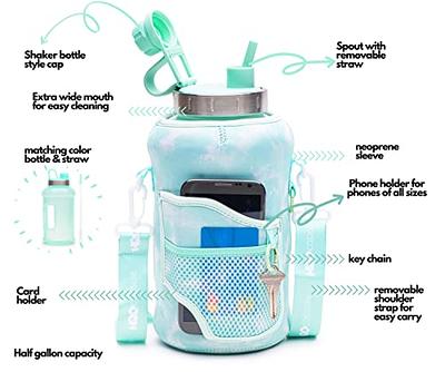 H2o Capsule 2.2l Half Gallon Water Bottle with Storage Sleeve and straw lid