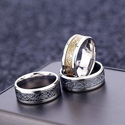 Flat Beveled Edge 6mm or 8mm Stainless Steel Band Ring in 4 Colors. Couple Ring