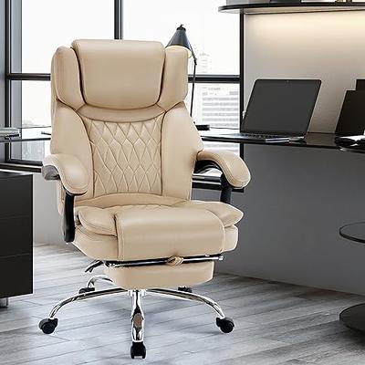 Hoffree Black Faux Leather Executive Office Chair with Lumbar