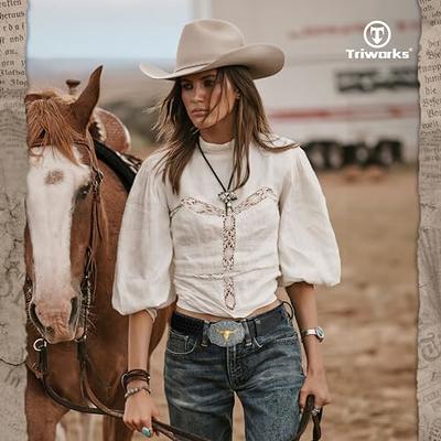 TOPACC Western belts for Women with Buckle Cowgirl Rodeo Longhorn Bull  Cowboy Belts for Men Engraved Tooled Leather Belt Jeans Pants at   Women's Clothing store