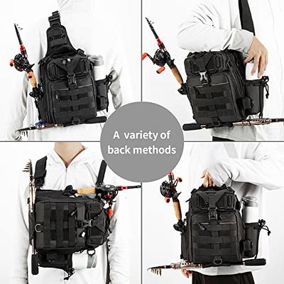 PLUSINNO Fishing Backpack Tackle Bag, Water-Resistant Fishing Backpack with  Rod Holder, Large Fishing Bag for Fishing Gear, Ideal Fishing Gifts for Men…