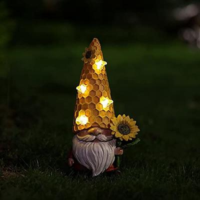  REYISO 12.3''Garden Gnome Statues for Garden Decor with Mom  Gifts-Gnomes Figurine Home Decor with Solar Bee Lights-Unique Sunflower  Gifts for Women Mom,Yard Art Sculptures for Patio Lawn Outdoor : Patio, Lawn