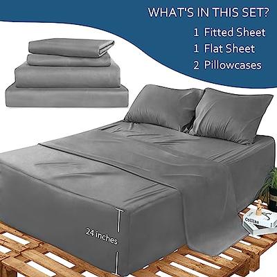  Extra Deep Pocket Air Mattress Twin Sheet Set White - 4 Piece  Set Side Storage Pocket Fitted Sheet & Pillowcase & Flat Sheet - Easily  Fits 16in to 24in Pillow Top