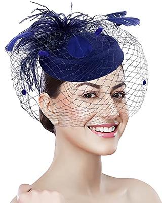  Zivyes Fascinators Headband Tea Party Hats for Women Royal  Wedding Hat Feather Mesh Hair Clip : Everything Else