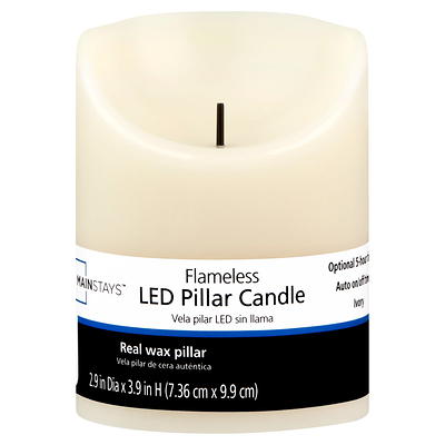 Flameless Wax Candle 3W by 8H Ivory Pillar - Remote Ready