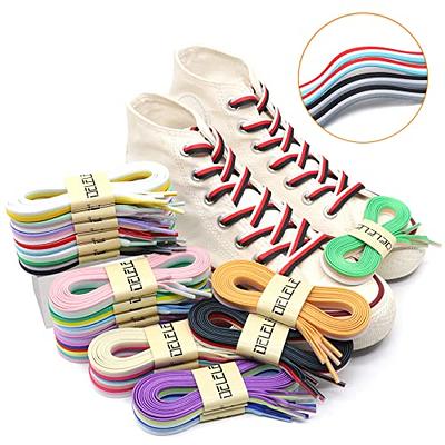 DELELE Animal Print Flat Shoelaces: Colored Pattern Sneakers Shoe Laces 2 Pair