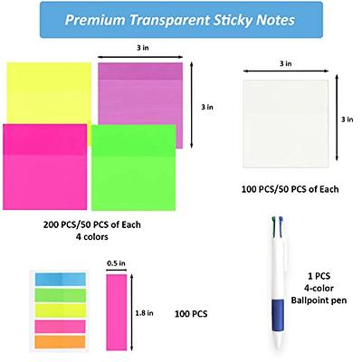 100pcs Transparent Sticky Notes Self-stick Note Pads, Transparent Self  Adhesive Removable Transparent Notes