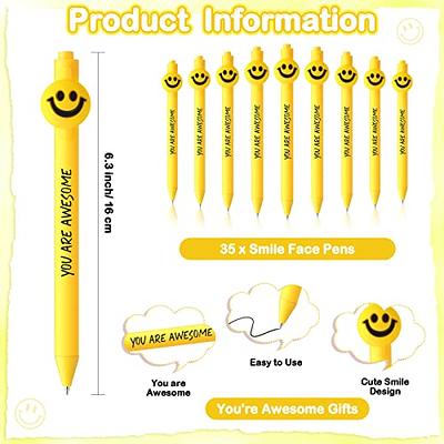 Fuutreo 50 Pcs Employee Appreciation Gifts Inspirational Pens Motivational  Quotes Ballpoint Pens Smile Face Funny Pen Inspirational Leaving