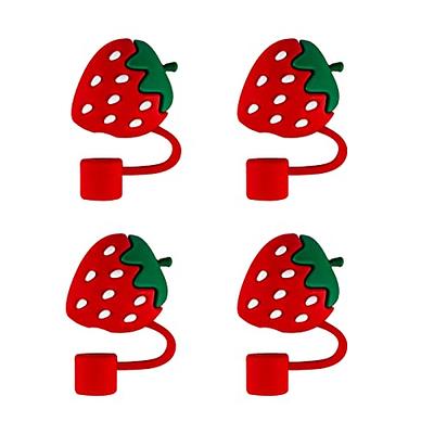 Healeved 2pcs Strawberry Straw Cover straw toppers for tumblers strawberry  straw topper drinking straw protector drink straws caps cocktail garnish