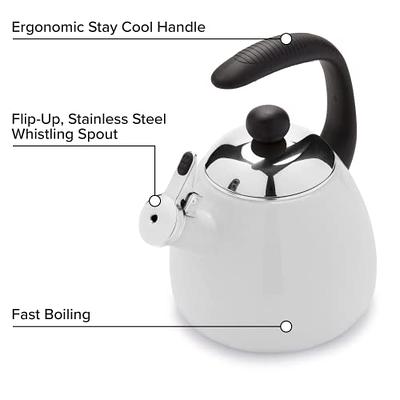  Farberware Luna Water Kettle, Whistling Tea Pot, Works For All  Stovetops, Porcelain Enamel on Carbon Steel, BPA-Free, Rust-Proof, Stay  Cool Handle, 2.5qt (10 Cups) Capacity (Black): Home & Kitchen