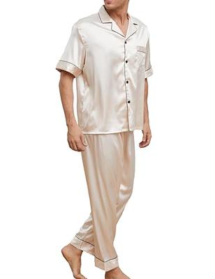 GAESHOW Satin Pajamas for Women, Short Sleeve Silk Pajama Set with