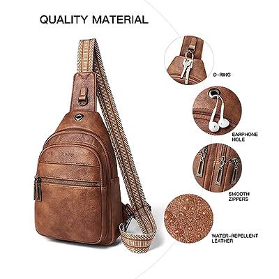  LATMAP Small Sling Bag For Women Mini Backpack Crossbody Chest  Bag Faux Leather Fanny Packs Purses Trendy Beige