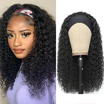 XSY Headband Wigs Human Hair Deep Wave 16 Inch Wig Glueless Headband Wig  Deep Wave None