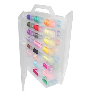 Mifoci Double Sided Thread Box Storage 46 Grids Sewing Organizer Clear  Plastic Thread Holder Portable Thread Organizer Box for Embroidery Sewing